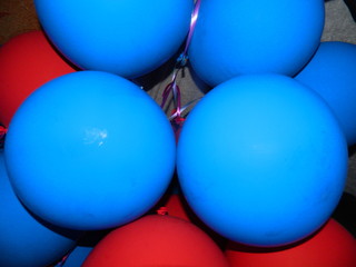 Large blue and red balls