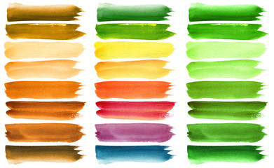 Set of colorful watercolor brush strokes