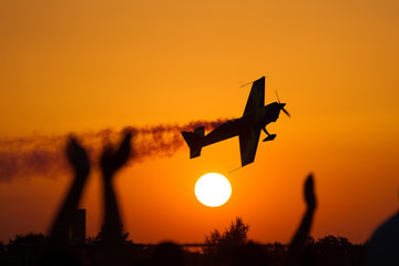 Air show at sunset
