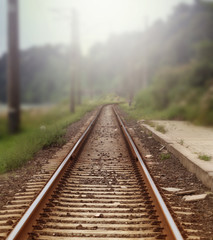 Fototapeta na wymiar landscape with railroad rails