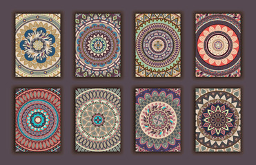 Collection retro cards. Ethnic backgrounds. Card of invitation.