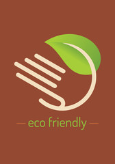 ecological symbols and sign with human's hands.