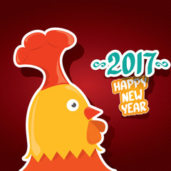 vector new year 2017 with cartoon funny rooster