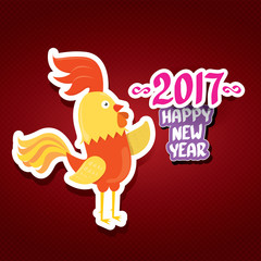 vector new year 2017 with cartoon funny rooster