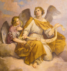 ROME, ITALY - MARCH 9, 2016: The fresco of angels in church Chiesa di Santa Maria in Aquiro (Our...