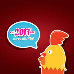 vector new year 2017 with cartoon funny rooster