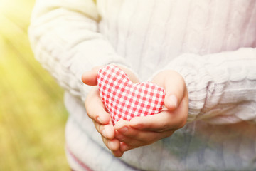 Child hand holding red heart © 5second