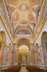 Fototapeta na wymiar ROME, ITALY - MARCH 9, 2016: The church Chiesa di Santa Maria in Aquiro with the ceiling frescoes by Cesare Mariani from (1826 - 1901) in neo-mannerist style.
