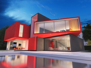 Modern red house