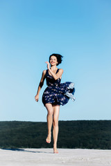 Pretty girl in blue dress