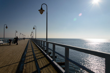 Fototapeta premium The longest wooden pier on the Baltic Sea in Gdynia, Poland
