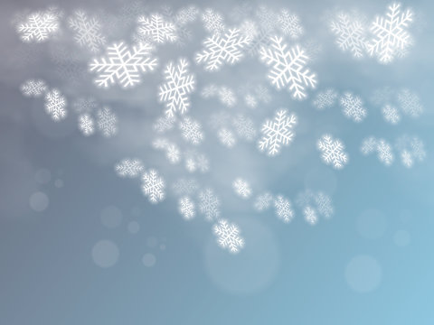 blue background with snowflakes, vector illustration