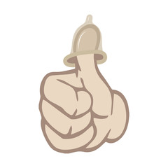 Condom on a finger.