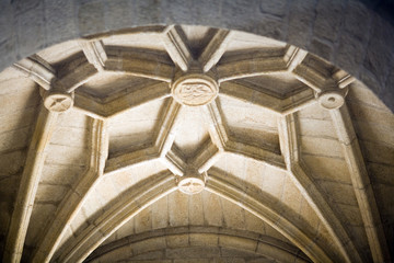 Star vault on the ceiling of Santiago church, Caceres, Spain
