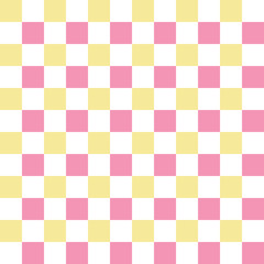 Pink, white and yellow checkered seamless pattern