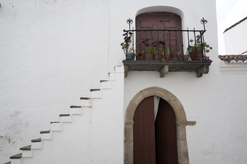 Traditional mediterranean architecture, village of Monsaraz, municipality of Reguengos de Monsaraz, Alentejo region, southeastern Portugal - obrazy, fototapety, plakaty