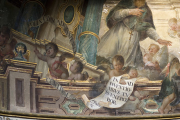 Fresco painting from San Luis de los Franceses church, Seville, Spain - obrazy, fototapety, plakaty