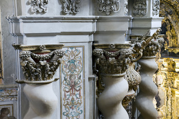Twisted columns detail, San Luis de los Franceses church, Seville, Spain