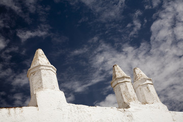 Pinnacles, village of Monsaraz, municipality of Reguengos de Monsaraz, Alentejo region, southeastern Portugal - obrazy, fototapety, plakaty