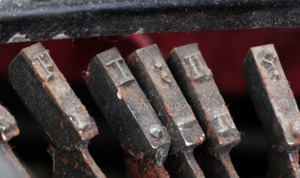 closeup of old typewriter buttons