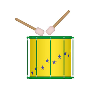 Vector illustration of brazilian samba batucada drum. Brazilian carnival samba music instrument.