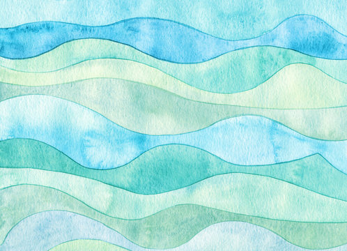 Fototapeta Abstract wave watercolor painted background
