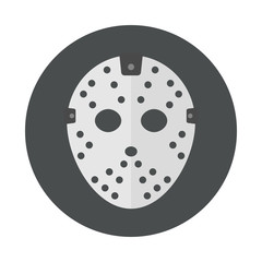 Icono plano mascara portero hockey color en circulo color gris