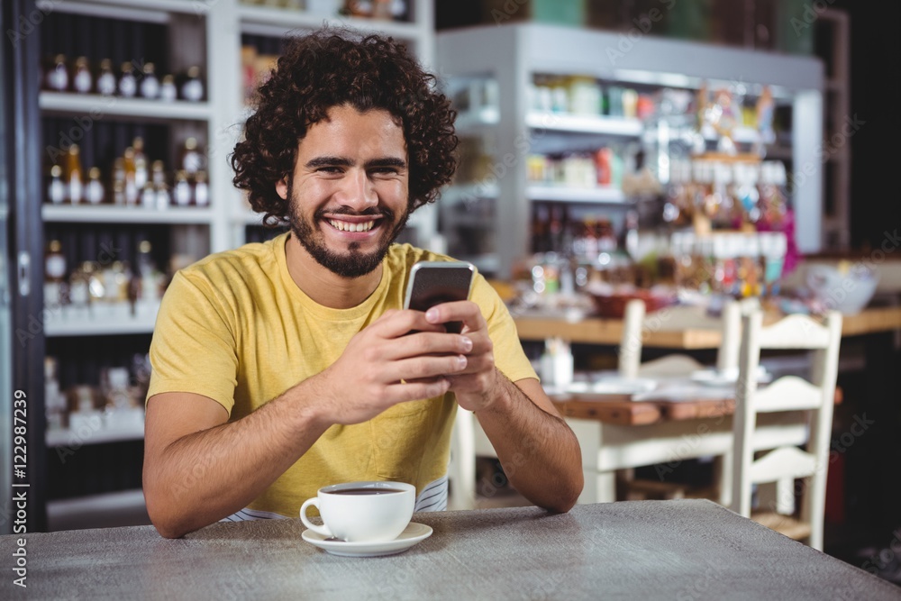 Poster Man using mobile phone