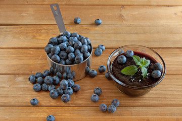 blueberry jam with blueberries and mint