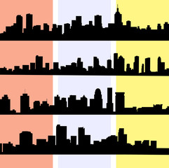 Naklejka premium Detailed vector silhouettes of world cities