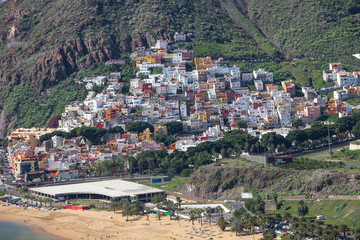 Fototapeta na wymiar Sanny day in Teresitas beach. Santa Cruz de Tenerife. Canary islands. Spain