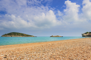 Gargano coast: Baia di Campi beach,Vieste-(Apulia) ITALY-The pebbly beach is a picturesque bay...
