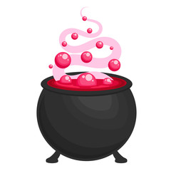 Halloween cauldron isolated on white background.