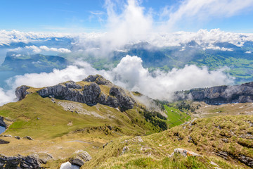 Fototapeta premium The Swiss Alps from the Pilatus Peak.