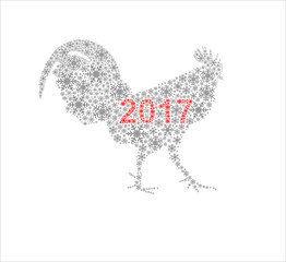 Rooster of snowflakes / decorative symbol of chinese new year / chicken / cock