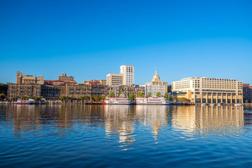 Fototapeta premium Riverfront of downtown Savannah in Georgia