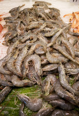 Prawns for sale at La Boqueria Market, Barcelona, Catalonia, Spain