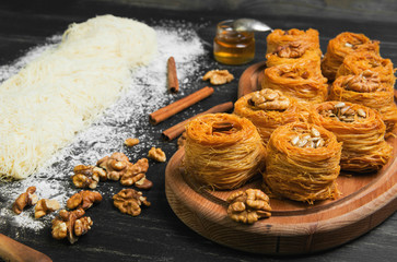 Cooking sweets turkish traditional ramadan pastry dessert kunafa