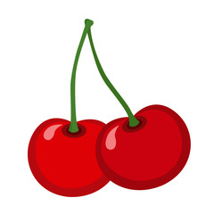 Cherry illustration in flat style. Isolated tasty berries.