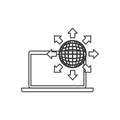 laptop computer with seo icon vector illustration design
