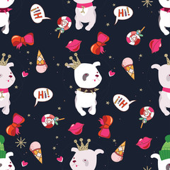 Naklejka premium Dog wearing fashion cartoon character