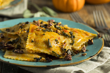 Homemade Pumpkin Ravioli with Butter Sauce