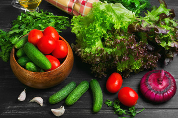 Ingredients for cooking vegetable salad