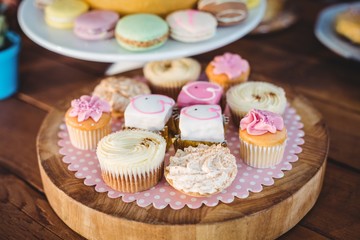 Tray of desserts on counter