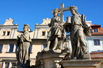 Obraz premium The Charles bridge is located in Prague, Czech Republic - statues.