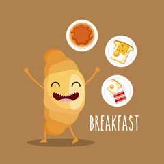 delicious and nutritive breakfast character vector illustration design