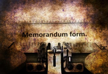 Memorandum form on vintage typewriter