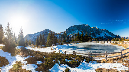Iced lake in the alps