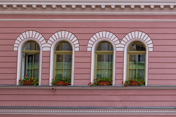 Obraz premium Pecs, Hungary. City in Baranya county. Old apartment building.