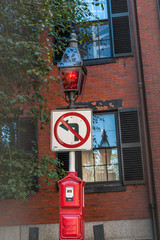 Red Gas light lampost and fire box, Boston, Mass